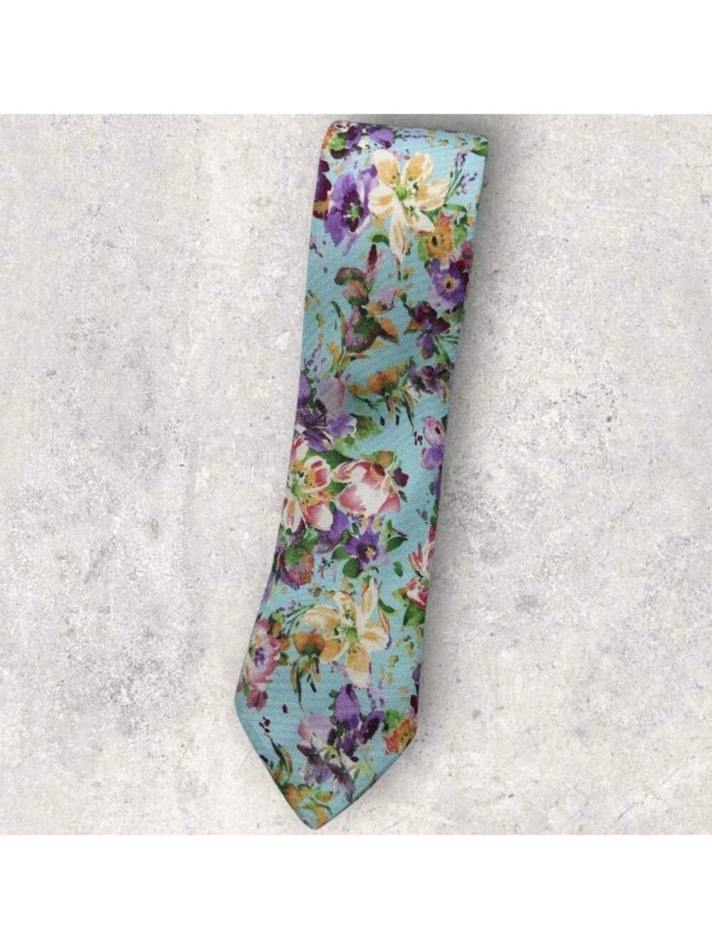 TED BAKER Silk Tie USA XL Blue Purple Green Floral W:2.7" EUC - Picture 1 of 5